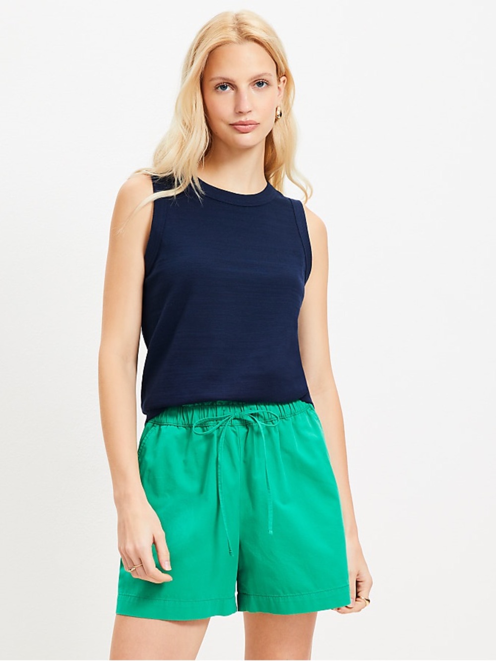 LOFT Navy Blue 100% Cotton Sleeveless Tank Top Size M
